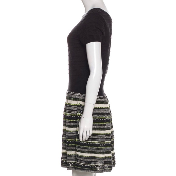 SANDRO PARIS $395 Retail Knit Mini Dress, Size 1 (Small), Black/White/Green - Picture 2 of 16